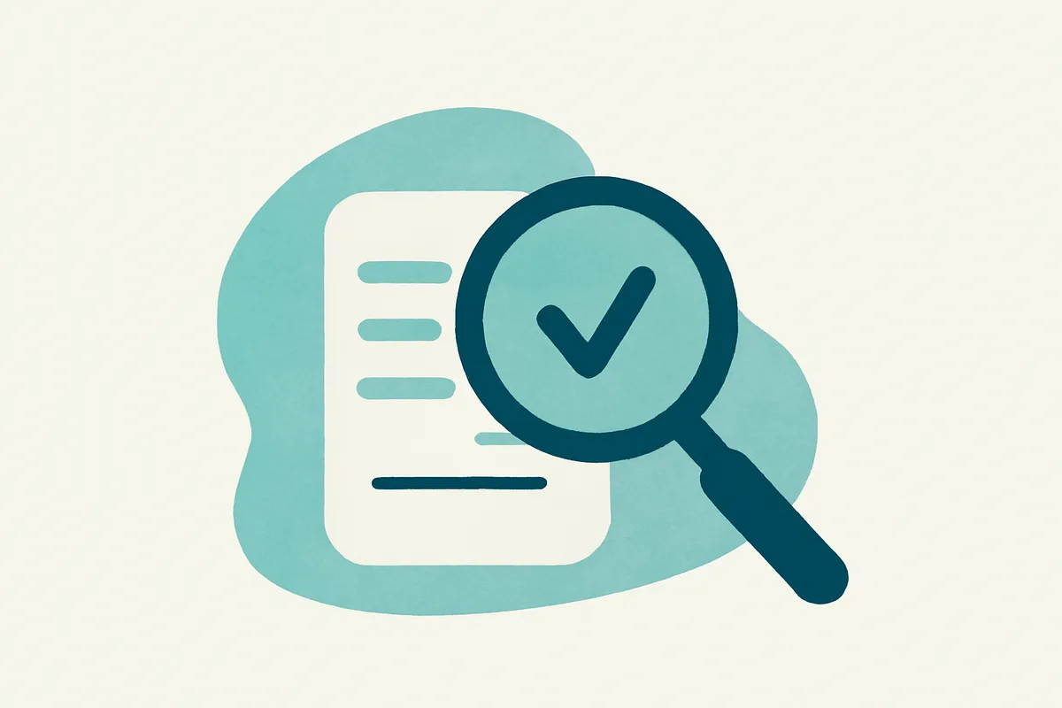 Illustration of a magnifying glass over a document